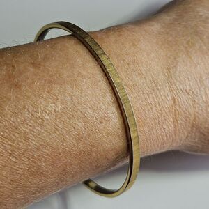 Vintage Monet Gold Tone Textured Bangle Bracelet 8.25"